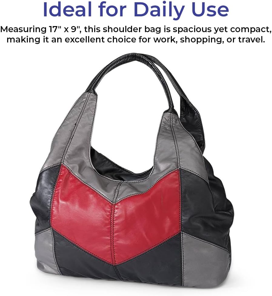 Colorblock Shoulder Bag, Hobo Purse, 3 Zippered Compartments, Lined Interior