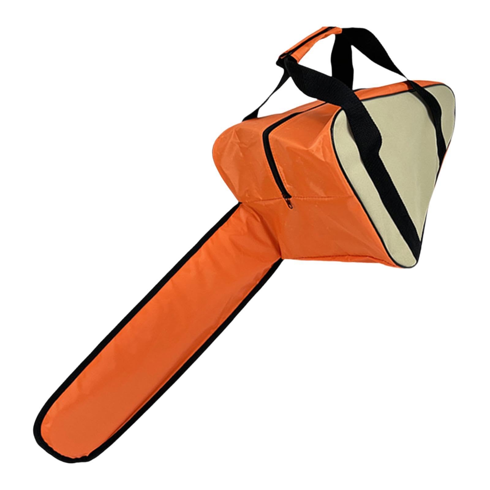 F Fityle Étui de Transport pour Tronçonneuse, Sac de Transport Portable, Housse de Protection en Tissu Oxford, avec Poignées, Sac de Rangement pour Travail du Bois en Extérieur, Orange Blanc