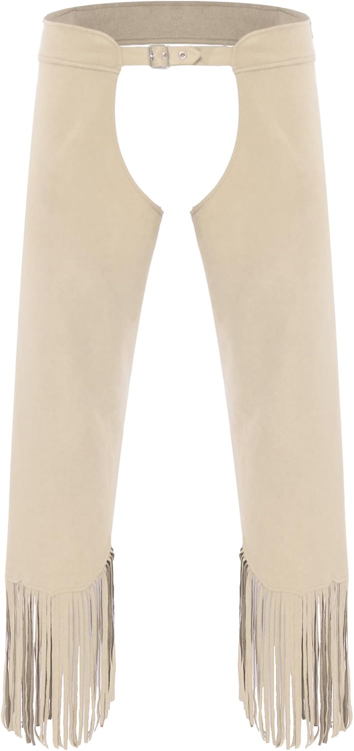 Jelory Women's Western Cowboy Chaps Cowgirl Costume French Open Hose Leather Pants Cosplay Party