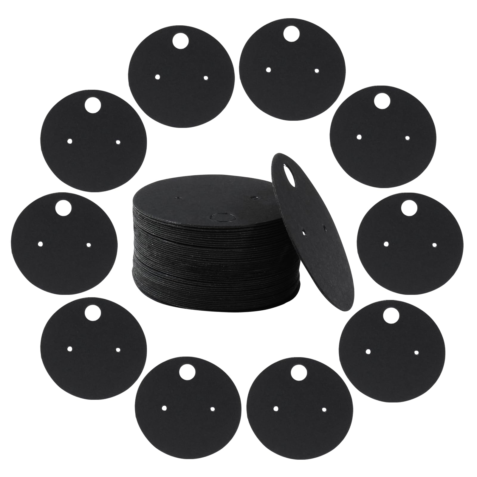 BokWin 100 Pcs Round Earring Display Holder Cards 4cm/1.6 Inch Jewelry Cards Holder Kraft Paper Studs Earring Display Cards(Black)
