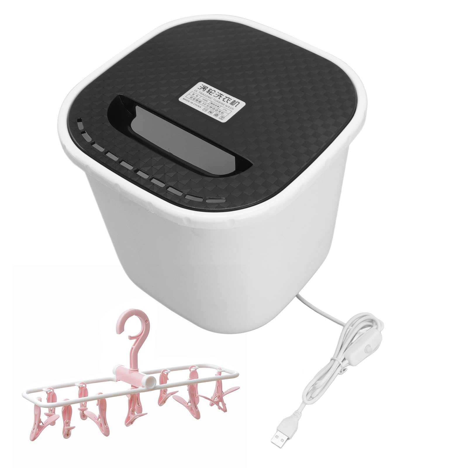 Cryfokt Przenośna Mini Pralka Turbo Wydajne i Zdrowe Pranie do Użytku Domowego z suszarką, zasilaną Przez USB pralką do ubrań Dziecięcych Pojemność 6 L (PINK)