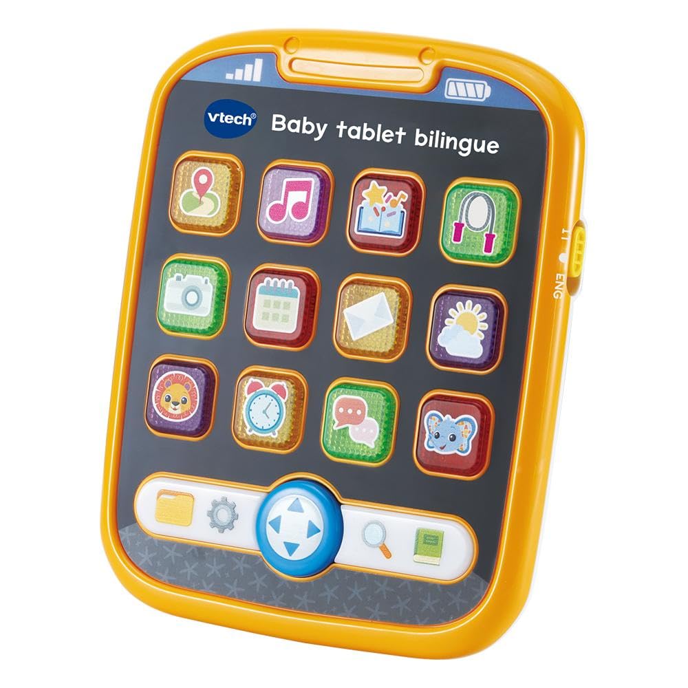 VTech Baby Tablet Bilingue, Tablet Bambini Educativo con 12 Tasti Luminosi con Applicazioni, 4 Frecce Direzionali, Lingua Italiana e Inglese, Batterie Incluse, 9-36 Mesi