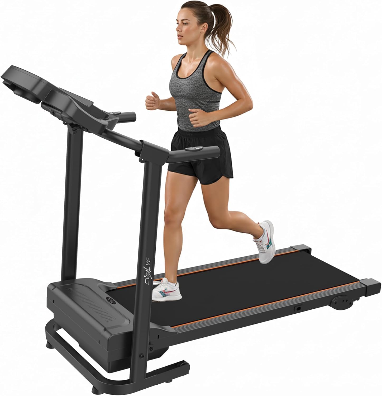 Evolve Foldable Treadmills for Home – Folding Electric Treadmill for Walking, Jogging & Running – walking pad with incline with LCD, Bluetooth, 3-Level Manual Incline –walking pad with handle.