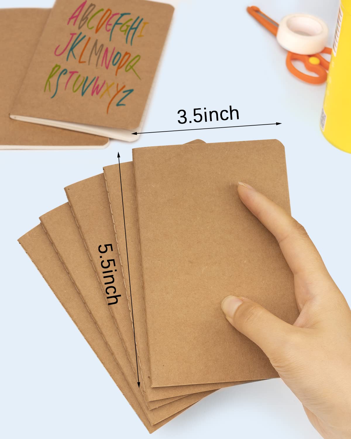 Gwybkq Lot de 12 petits carnets de poche non lignés vierges pour enfants, 8,9 x 14,9 cm, 30 feuilles/60 pages (couverture marron)