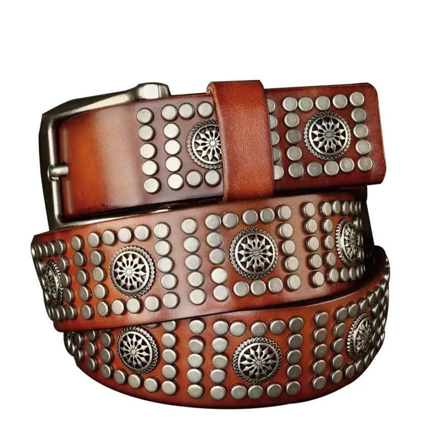 Men Metal Pin Buckle Belt Leather Rivet Punk Leather Jeans Belt Metal Rivet Decorative Belts4