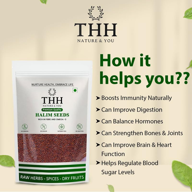 THH Halim Seeds 800g - Aliv Seeds | Rich in Fiber, Omega-3 & Essential Nutrients | Immunity Booster Superfood | Haleem Seed for Eating, Digestion, and Heart Health | Natural Superfood 1