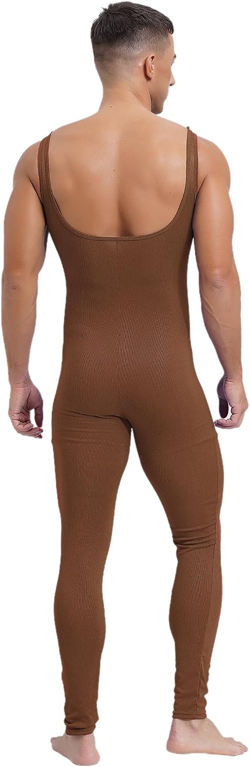 FEESHOW Mens Spandex Bodysuit Long Sleeve Unitard Dance Leotard Bodysuit for Sports Costume