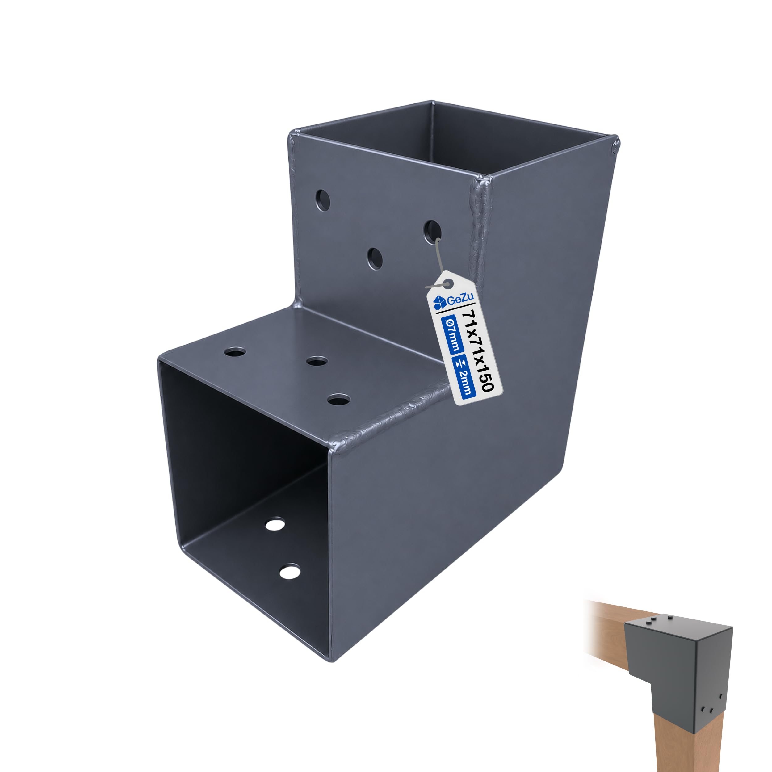 Gezu Impex Heavy Duty Anthracite Grey Pergola L Shape Post Connector71 X 71 mm from B&Q