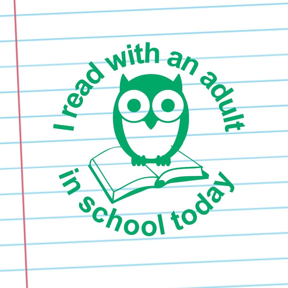 I Read with an Adult in School Today Teacher Stamp Green Ink, 22mm Reinkable^