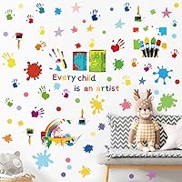 Vista 5 de Cada Niño es un Artista Calcomanías de Pared Manchas de Pintura de Mano Acuarela Lunares Salpicaduras Decoraciones de Pared, Calcomanías de Pared