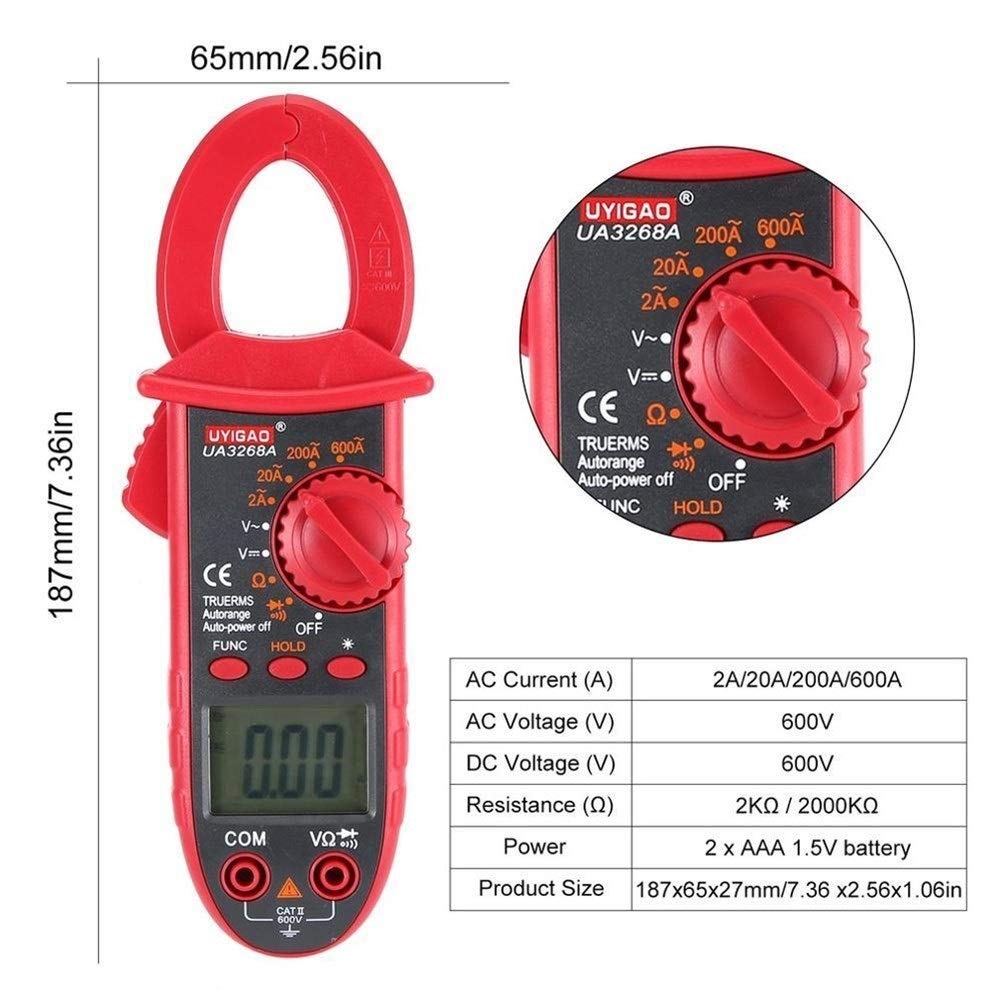 Cyfrowy miernik zaciskowy Multimetr AC/DC VOLT OHM Resistance Tester z podświetleniem Dane Hold UA3268A Do laboratorium