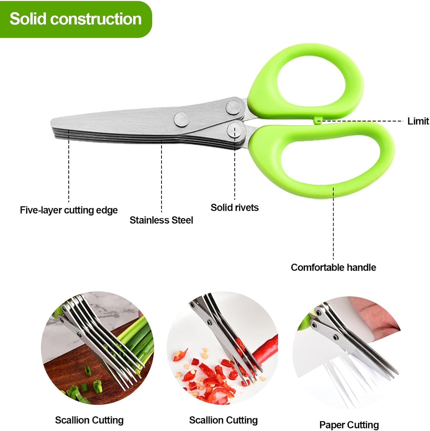 Original | 5-Layer Multifunctional Stainless Steel Kitchen Scissors Herb Chopper for Chopping Onion, Vetables, and Herbs 2026 - view 3