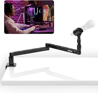ULANZI LS26 Low Profile Mic Arm, Aluminum Mic Arm Desk Mount 360° Rotatable Foldable Microphone Boom Arm for Podcast/Streaming/Gaming/Radio Studio w Mic Clips 1/4" 3/8" 5/8" for Most Mics