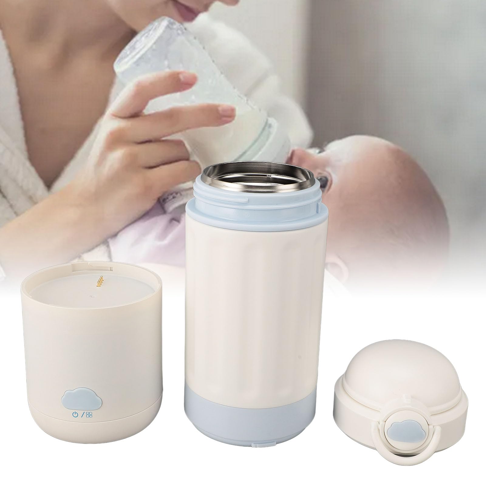 Calientabiberones Portátil, Calienta Biberón De Viaje De Acero Inoxidable De Doble Capa De 500ml Hervidor Eléctrico De Viaje Inalámbrico Y Recargable Por USB Para Leche Materna