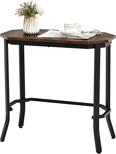 Tangkula Mesa auxiliar estrecha para sofá mesa auxiliar delgada con marco de metal y almohadillas ajustables mesita de noche industrial para
