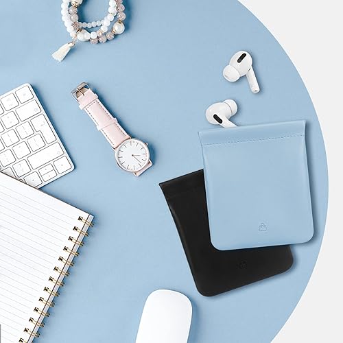 Miniatura 7 de Classycoo Bolsa de cosméticos de piel sintética, paquete de 2 unidades, bolsillo de maquillaje pequeño portátil de viaje, impermeable, mini bolsa de