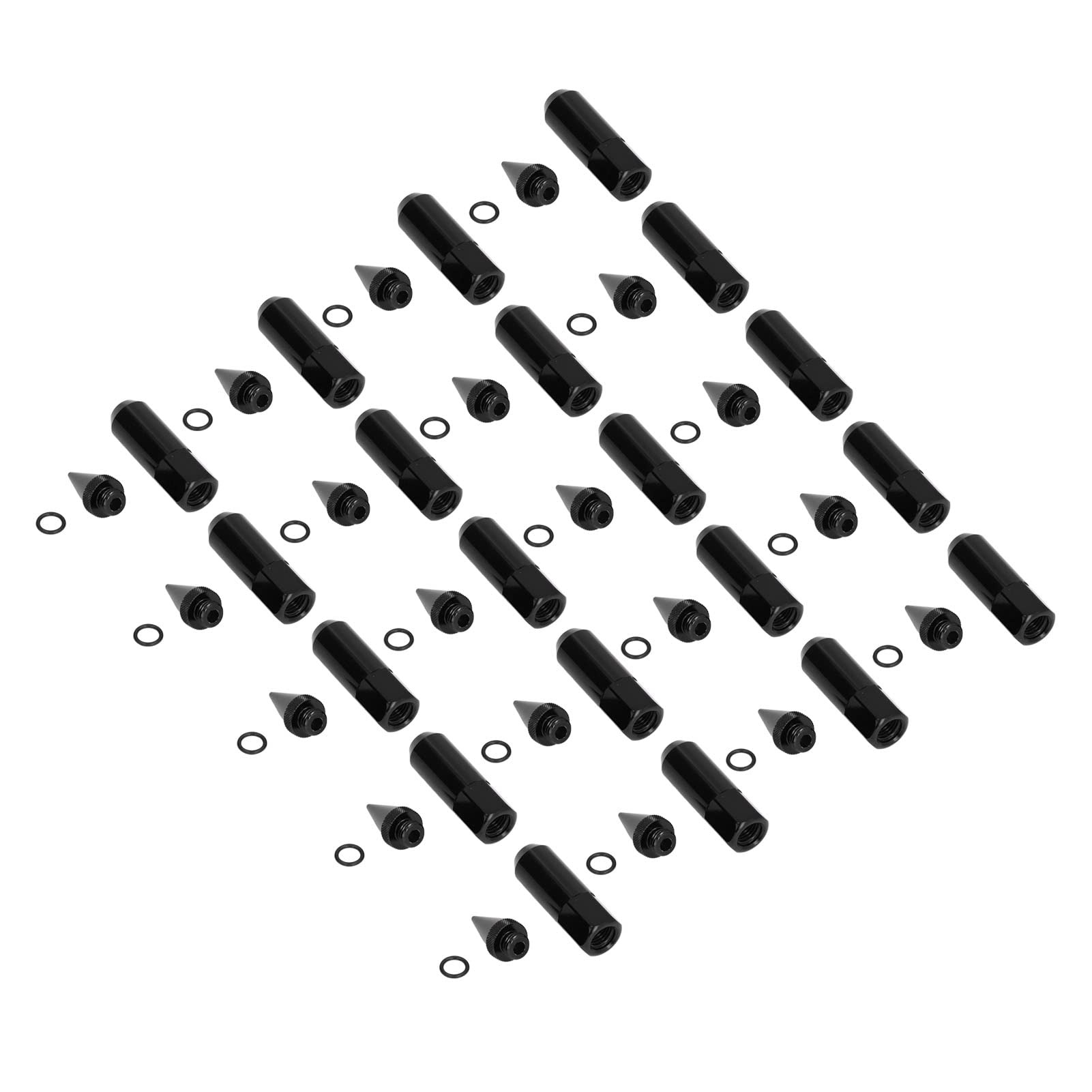 Dadi a Spillo, Dadi Universali per Cerchi da Corsa M12x1.5 da 20 Pezzi Dadi a Punta in Lega di Alluminio da 90 Mm con Accessori per Chiavi a Bussola(Nero)