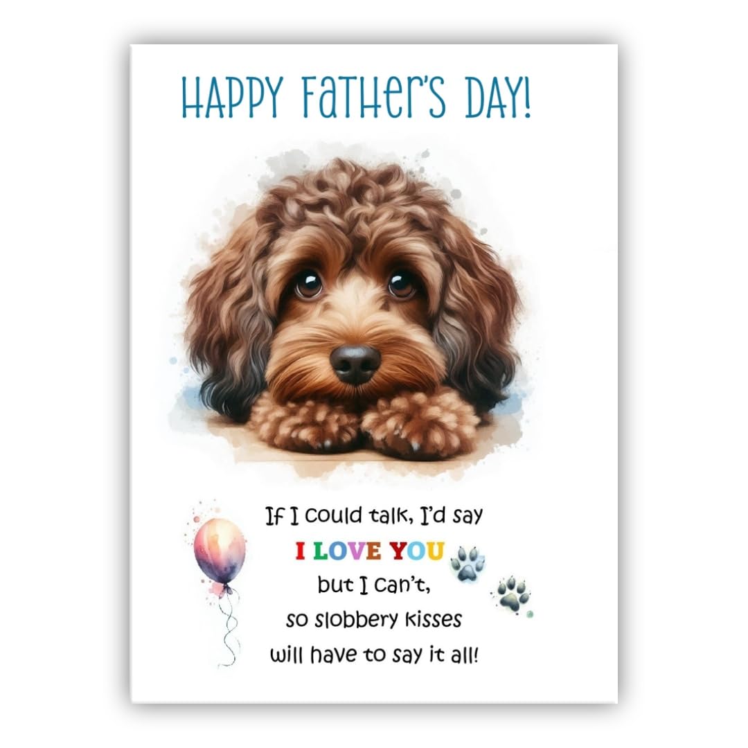 Father's Day Card from the dog. Dog Lovers Card. Fathers Day card from the dog. Differenet breeds. (Spaniel Poodle Mix) โ image 1