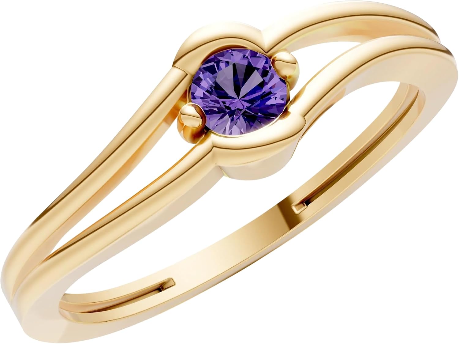 PEORA Round Cut Amethyst Stackable Band Available in Solid 10K, 14K or 18K Ring – White, Yellow or Rose Gold