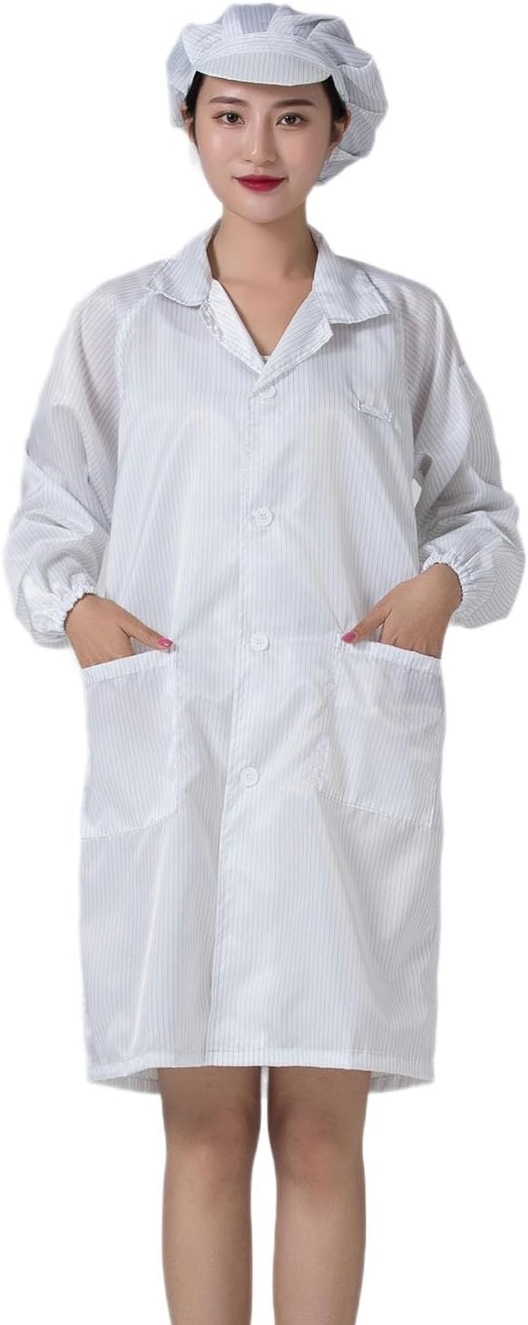 12 Pack White Lab Coats with Hat