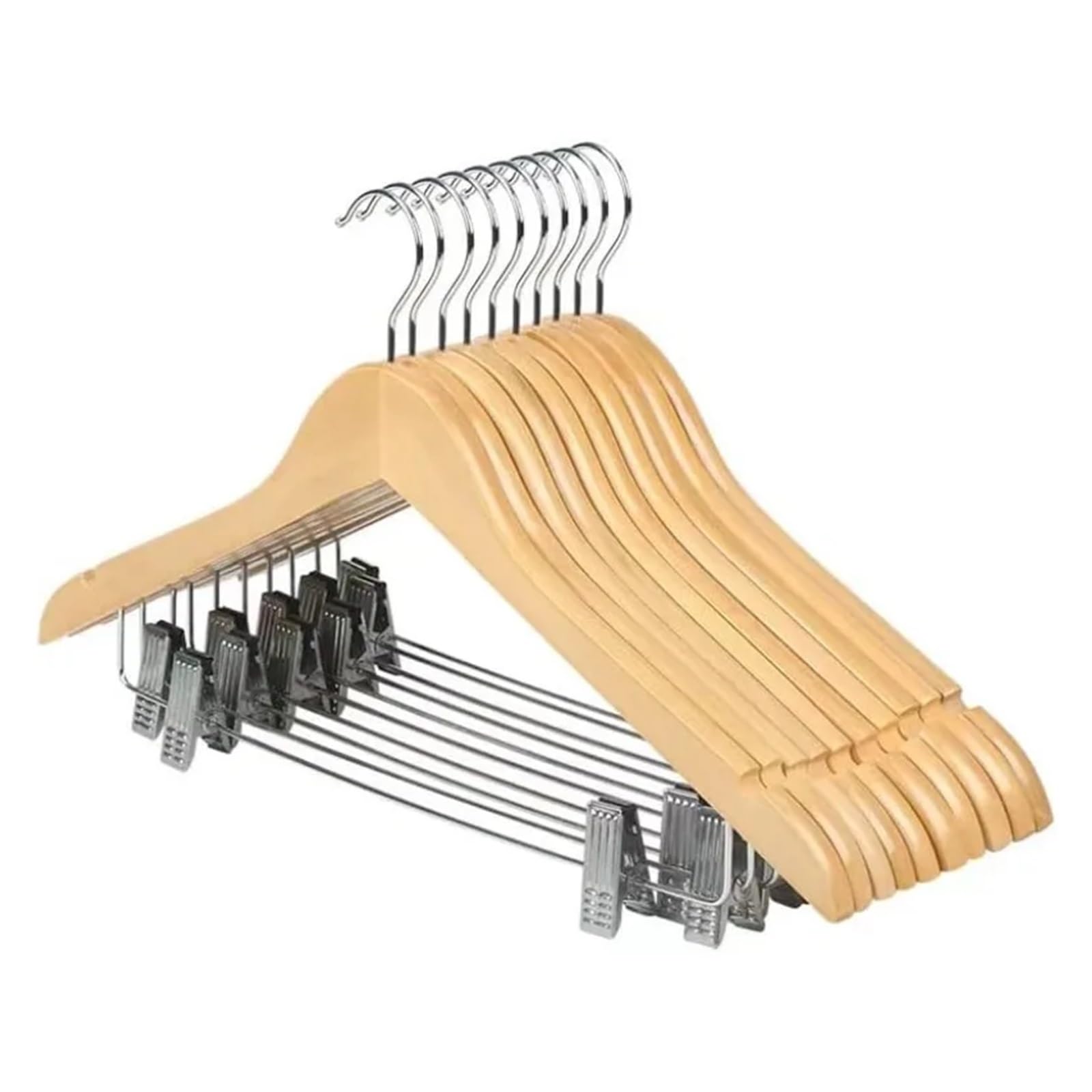 KFGISD, Wooden Hangers Wooden for Jacket/Skirt/Coat/Dress/Blouse ，Hangers(10pcs Natural)