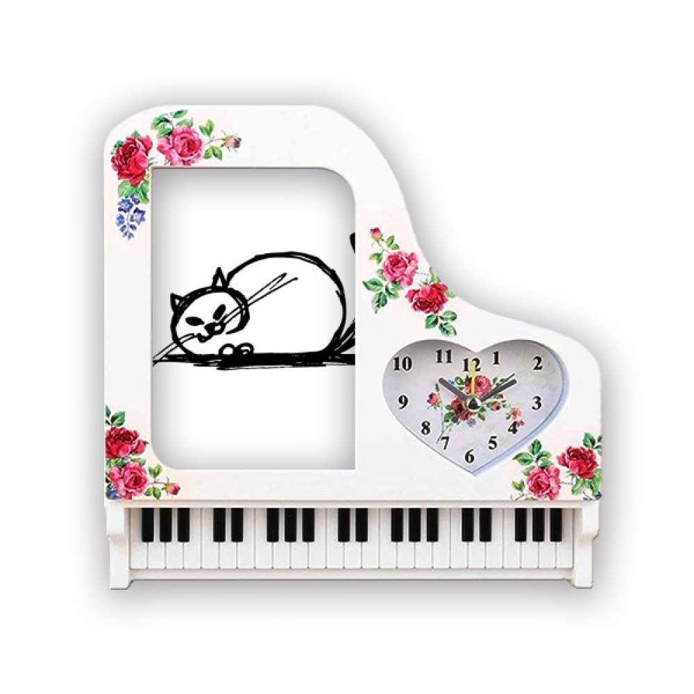 Réveil chat frisé piano horloge cadre photo pour table de chevet