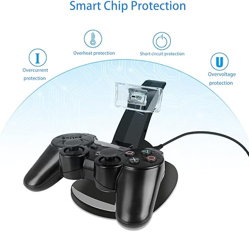 Miniatura 3 de VSEER Cargador de controlador Playstation 3, cargador de consola doble, soporte de estación de carga para Playstation 3 PS3 con indicadores LED,