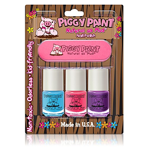 Piggy Paint Nail Polish and File Kit (Sea-quin, Forever Fancy, Girls Rule)