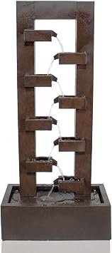 Primrose 109cm Bronze Effect 8 Tier Wall Zinc Water Feature Self Contained Cascading Fountain with LED Lights
