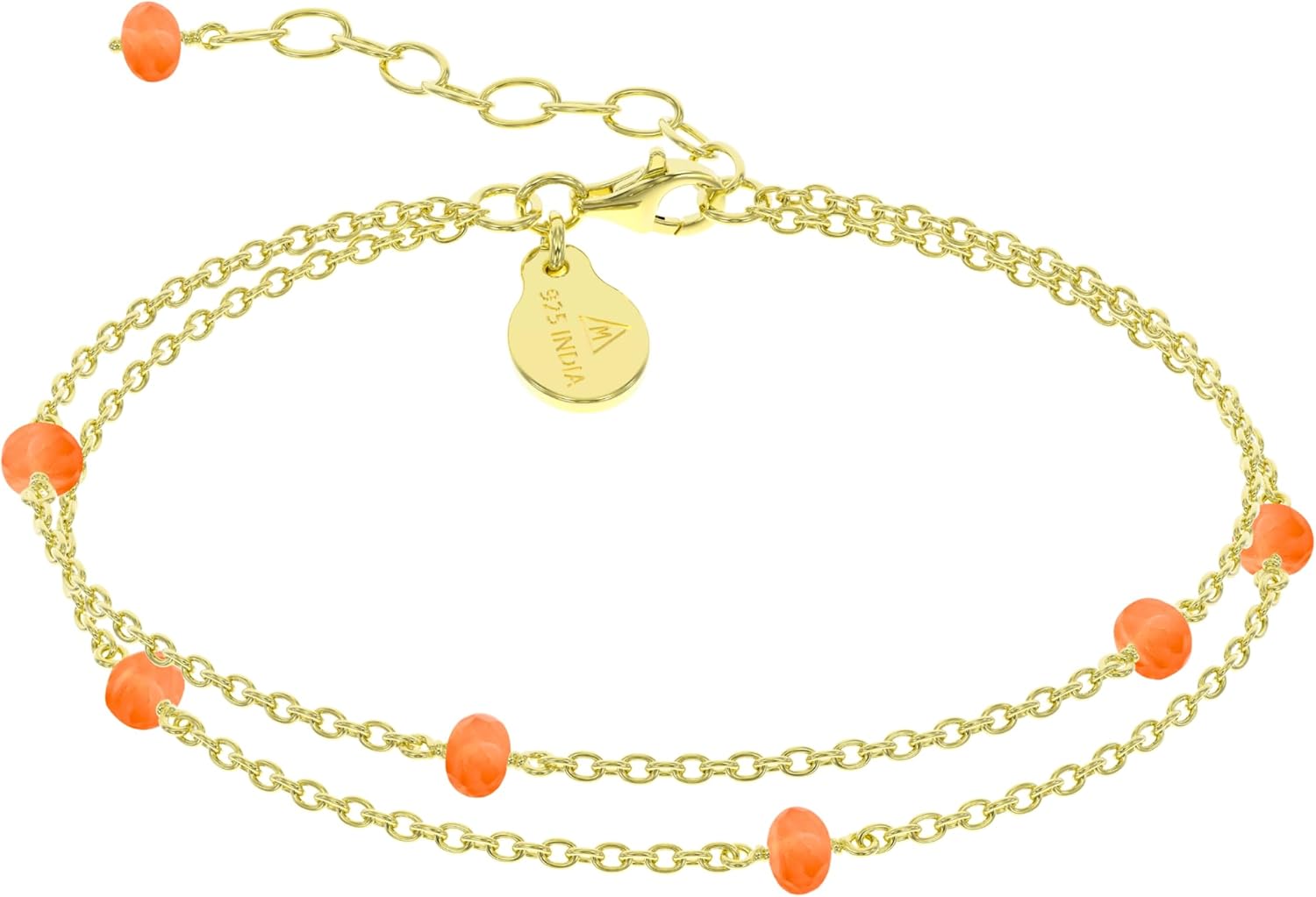 Bracelet for Women, Certified 925 Sterling Silver with Plated 18K Gold Bracelets for Women - Crystals and Healing Stone Bracelet with Chain Women Jewelry for Gift (Layered)