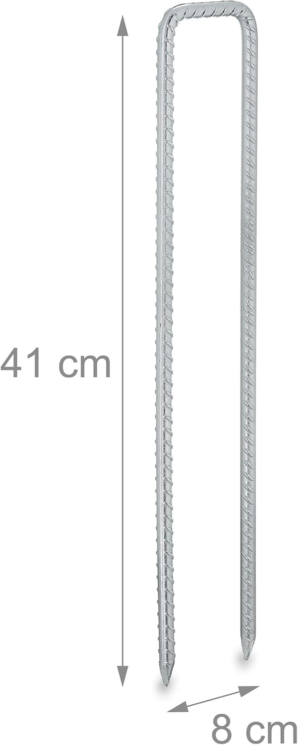 Relaxdays Ground anchors, set of 8, ground anchors for fleece, fences