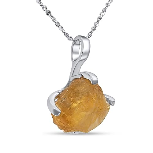 raw citrine pendant chain necklace 