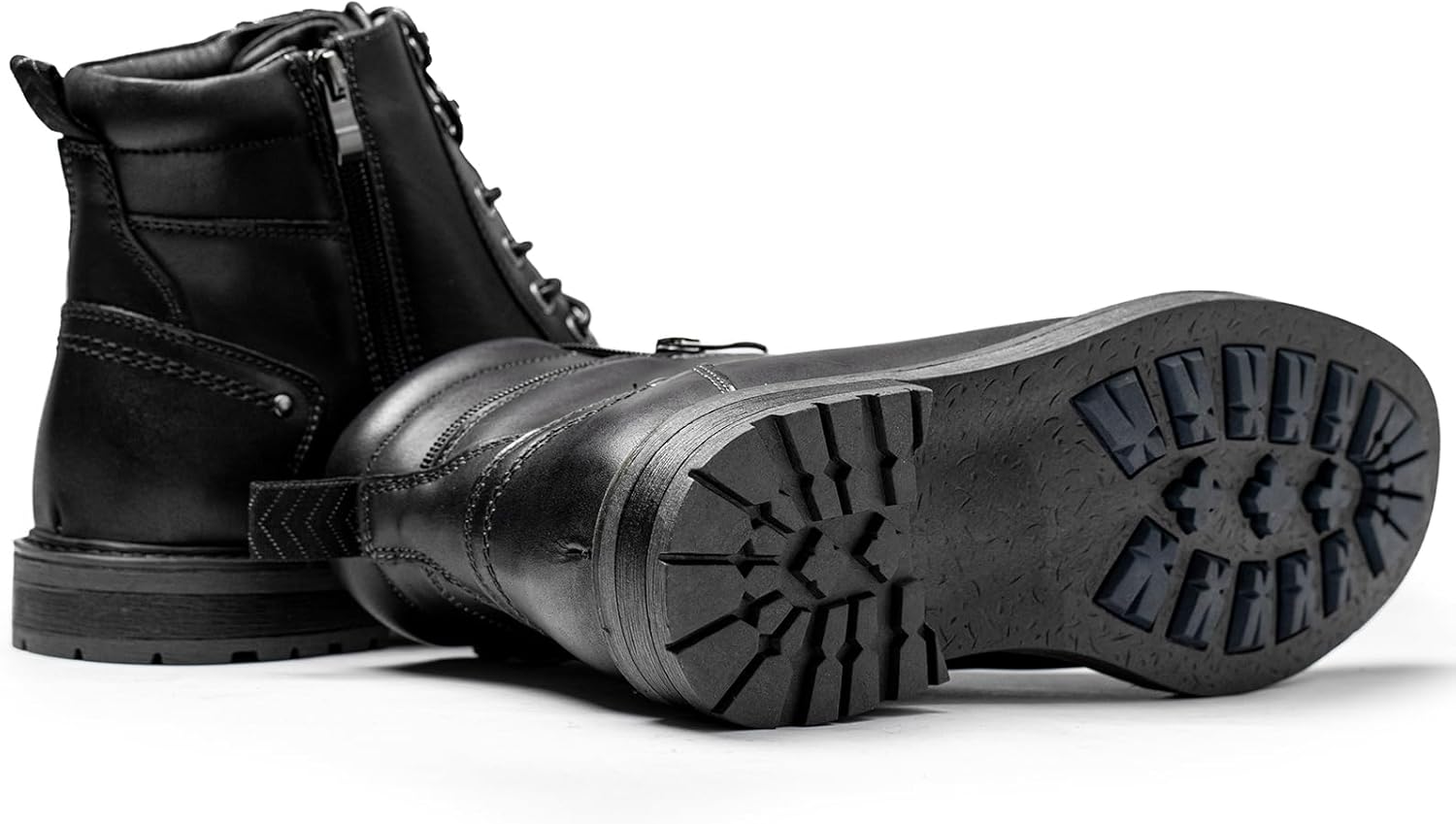 Arkbird Mens Casual Boots Genuine Leather Motorcycle Combat Chukka Zipper Ankle Dress Boot for Men - Image 5