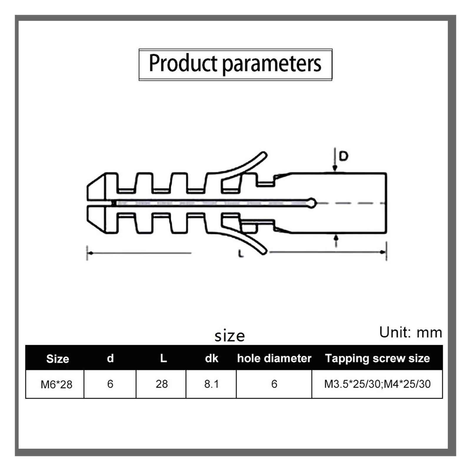 Plastikowa rura rozprężna, kołki ścienne, białe plastikowe kotwy rozporowe M5-M14 10-30 szt. do śrub samogwintujących (M6 x 30 (30 szt.)