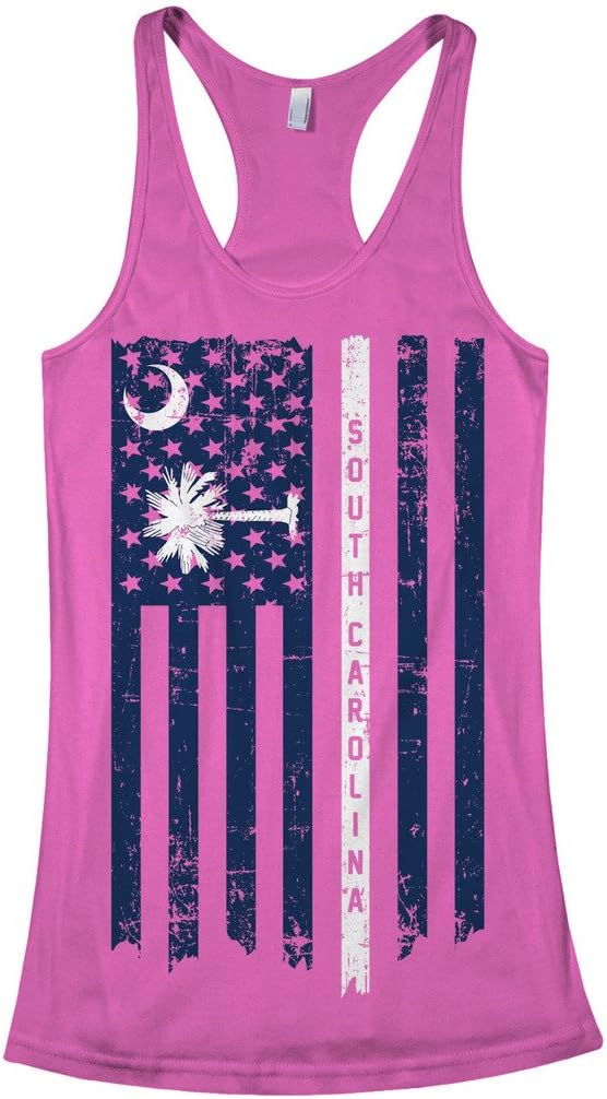 Threadrock Women's South Carolina State American Flag Racerback Tank Top
