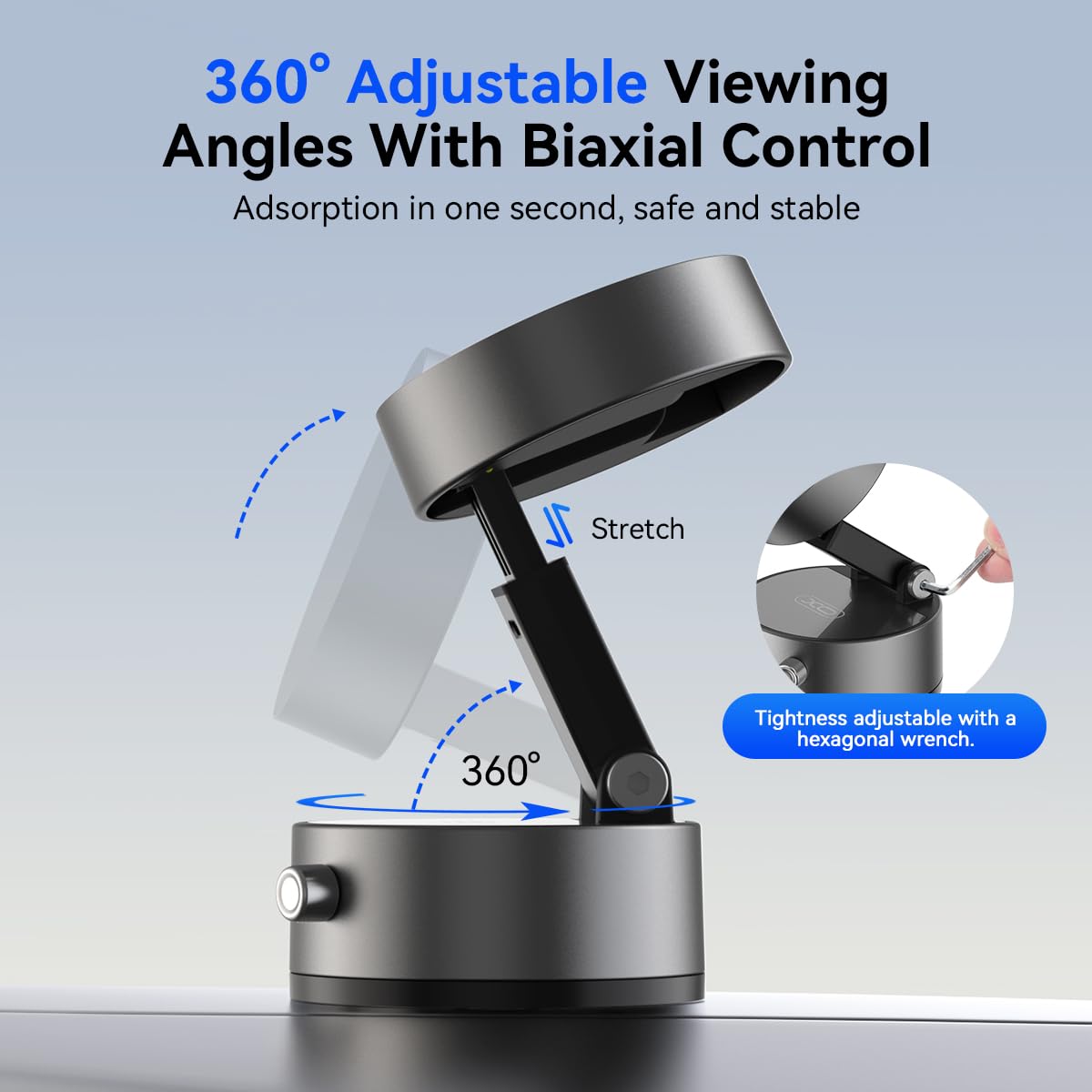 K007 Support De Téléphone, Support De Téléphone Magnétique Avec Ventouse Sous Vide, Support Magnétique Puissant Pour Téléphone De Voiture, Support Pliable, Support De Voiture à Vide Réglable à 360° (1