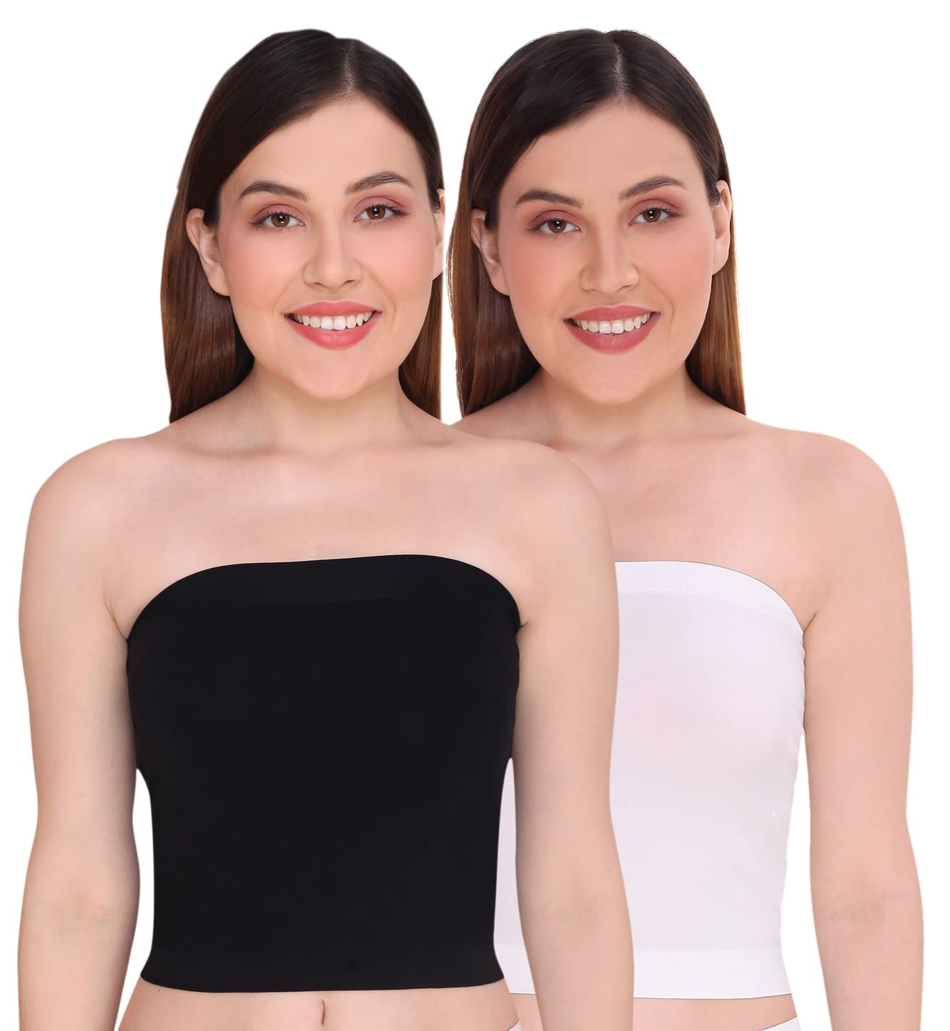 Polyamide Women's Casual Style Strapless Crop Top Tube Top Inner Camisole (Pack Of 2)-image-46
