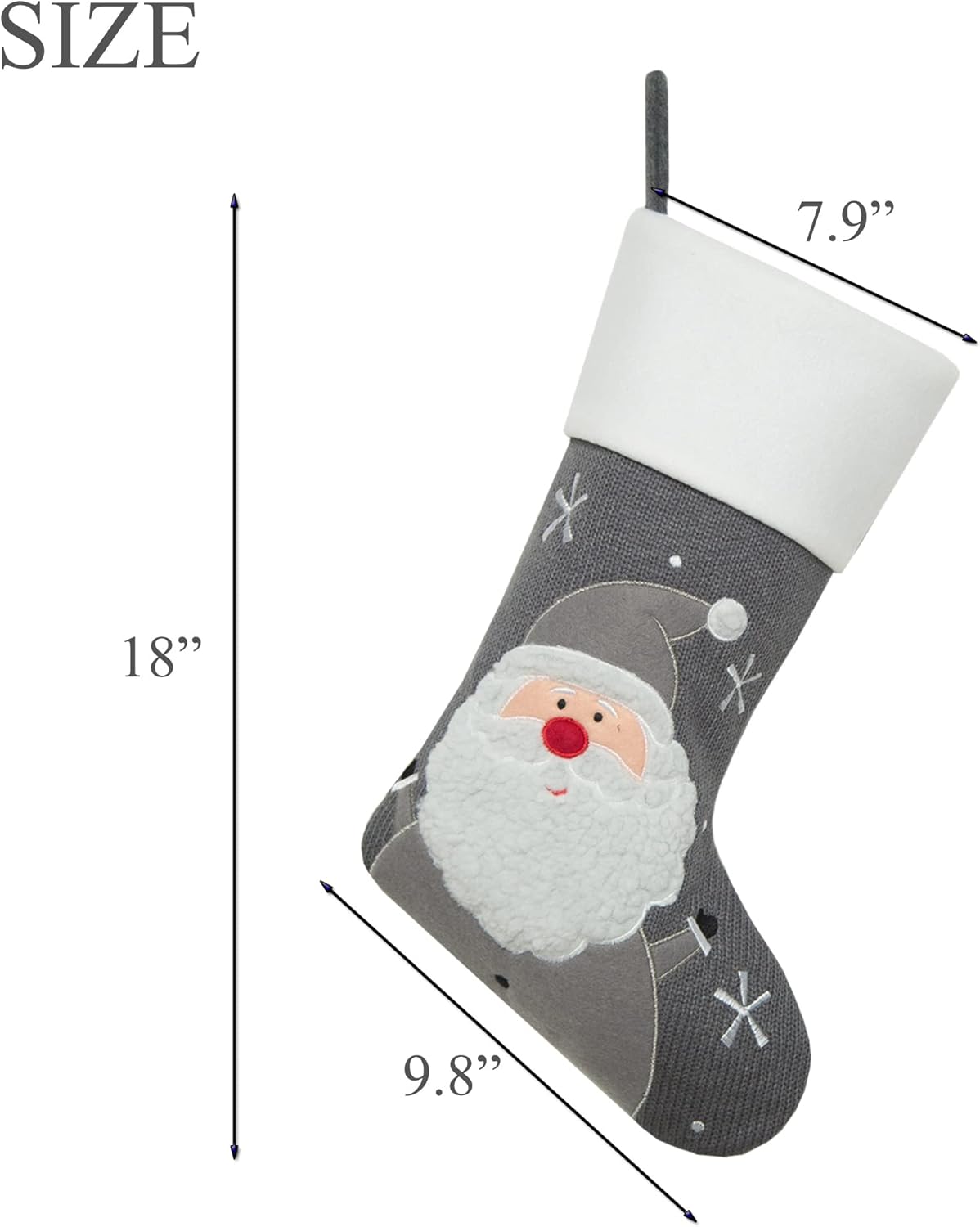 Grey Christmas Stockings kit 4 Pack Knit Xmas Stockings Hanging Stockings with Santa,Snowman,Reindeer,Penguin for Holiday Decor,Christmas Tree Decoration