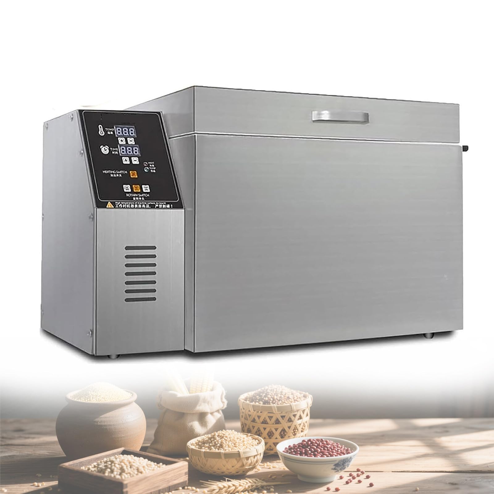 Tostadora de café Comercial. Tostadora eléctrica de Acero Inoxidable para Frutos Secos. Tostadora eléctrica con Temporizador y termostato controlable. Granos integrales salteados Type10