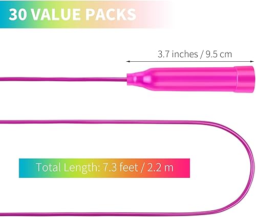 Miniatura 2 de Aneco Paquete de 30 cuerdas de saltar para niños, 7.3 pies, cuerdas de saltar coloridas para niños, grandes actividades deportivas, regalos de