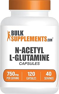 BULKSUPPLEMENTS.COM N-Acetyl L-Glutamine Capsules - Glutamine Supplement - L-Glutamine Nutritional Supplements - L Glutamine Pills - 3 Glutamine Capsules per Servings, 40-Day Supply (120 Capsules)