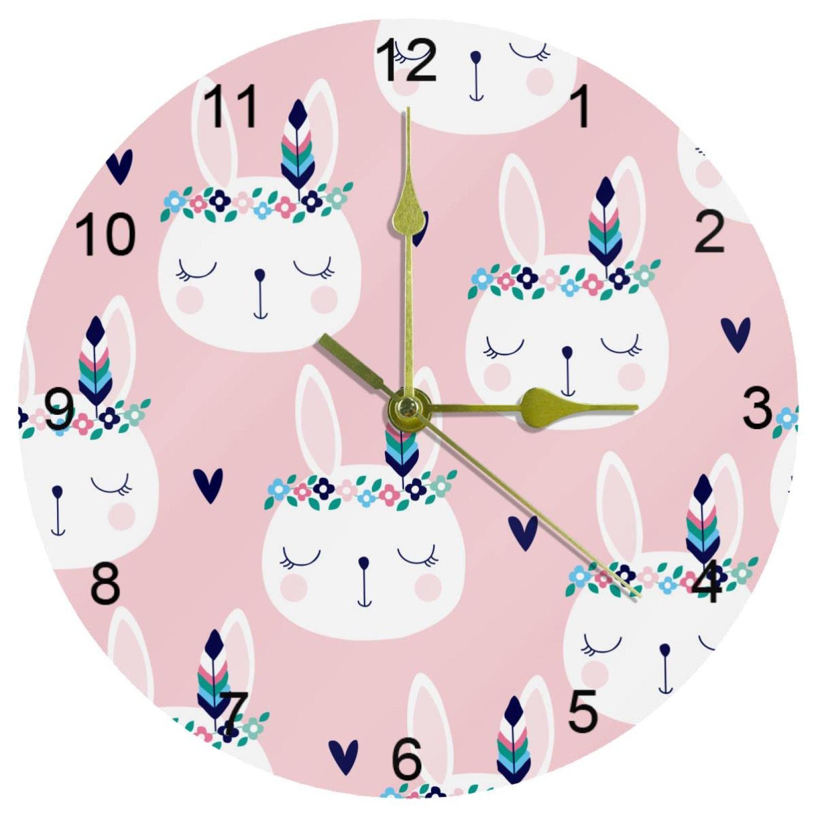 Horloge murale silencieuse à quartz 25 cm à pile avec décoration florale