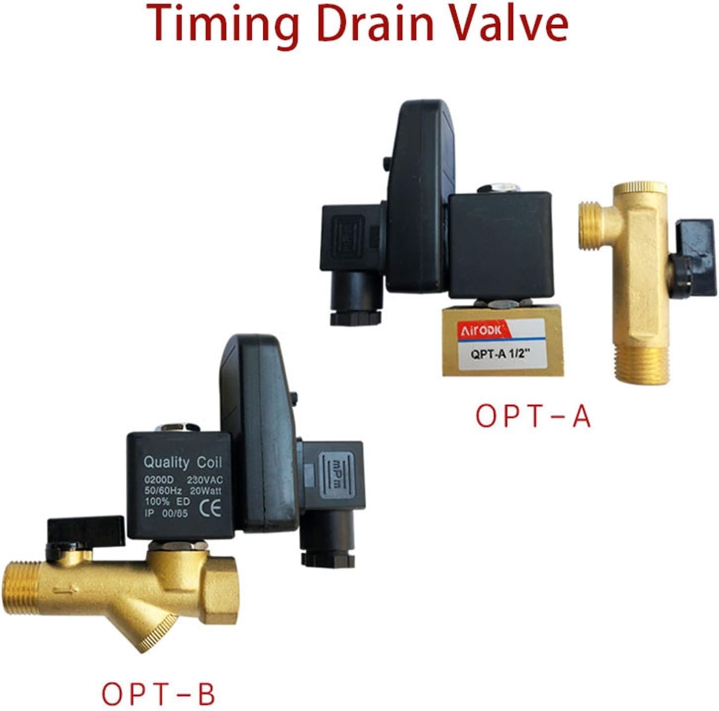 Auto Timing Drain Valve Electric Solenoid Valve Automatic Pneumatic Time Control AC220V DC24V Opt-A Opt-B 1Pcs(OPT-A,DC24V)