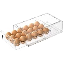 Gzsekken Egg Holder for Fridge, Egg Storage Container with Lid for Refrigerator,Clear Plastic Eggs Drawer Box Holds 18 Storage Fridge Countertop Stackable-Space Saving