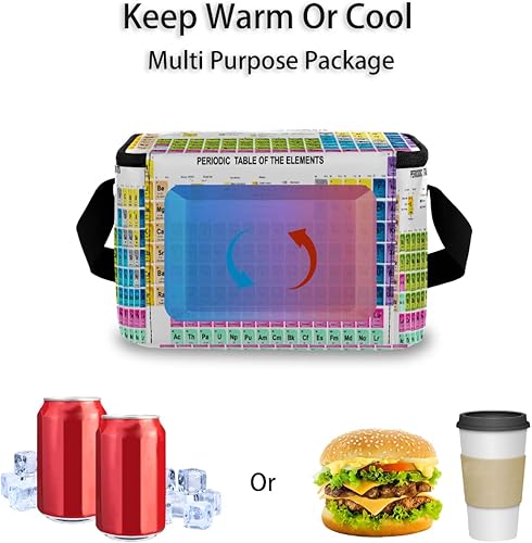Miniatura 6 de DXTKWL Bolsa de almuerzo térmica con aislamiento de tabla periódica del elemento para camping, playa, oficina, trabajo, educación, a prueba de
