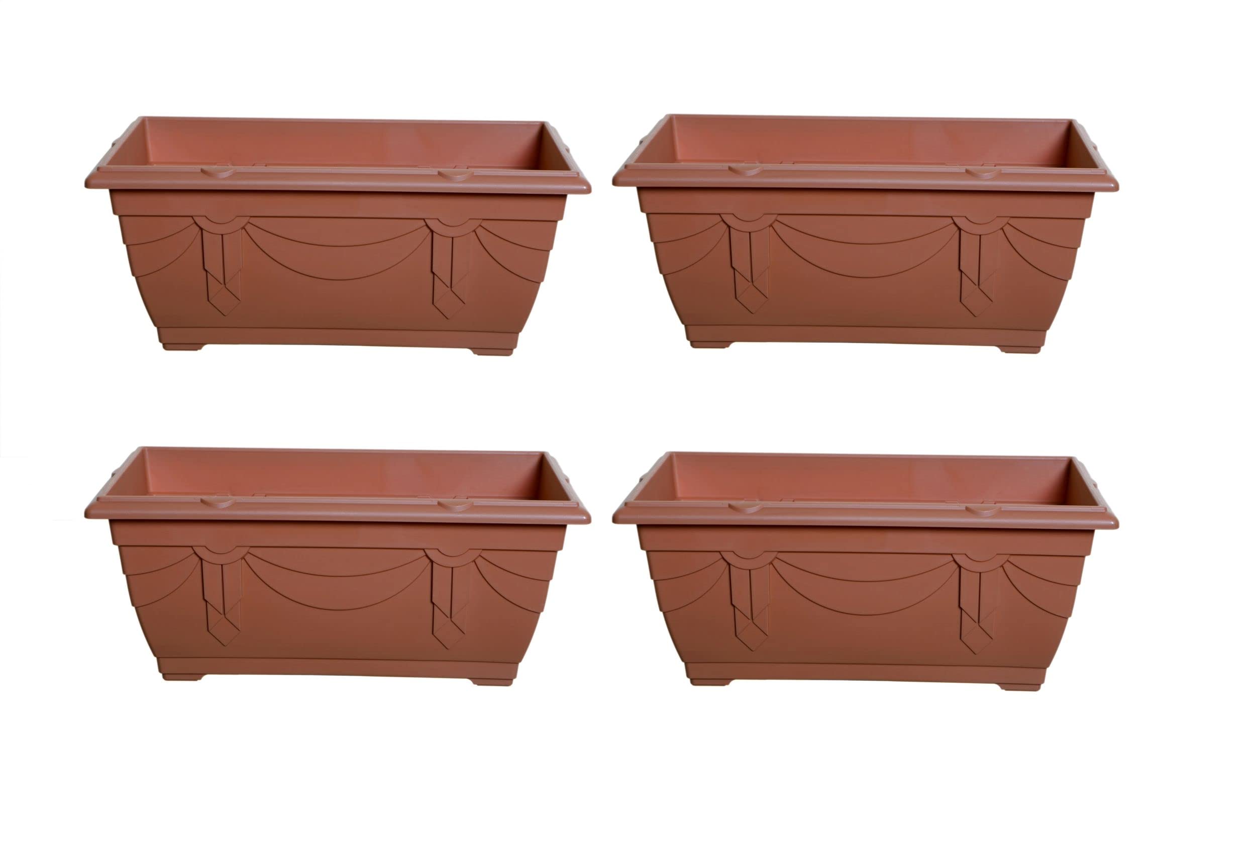 Whitefurze 4 X 40Cm Small Plastic Venetian Window Box Trough Planter Pot Terracotta Colour from B&Q