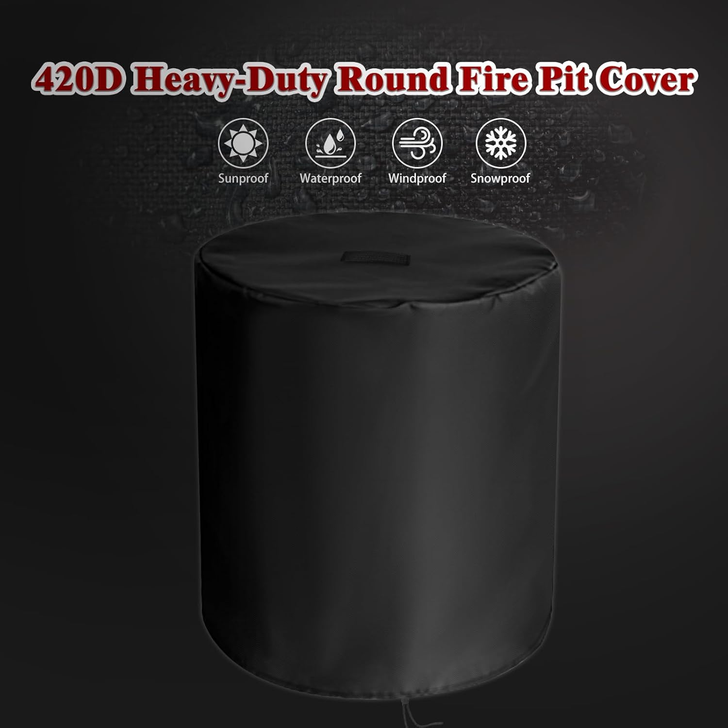 Fire Pit Cover, 24inch Round Fire Pit Cover for Outdoors Gas Firepit Table Waterproof Propane Gas Fire Pit Column Cover Outdoor Propane Pit Cover（24" D x 27" H）