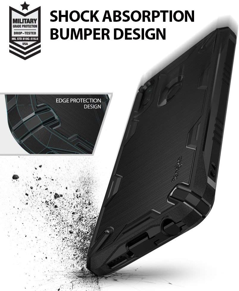 Ringke Onyx-X Compatible with Huawei P20 Lite, Impact Resistant Rugged TPU Grip Heavy Duty Protection Flexible Reinforced Combatant Stroked Line Anti Slip Huawei P20 Lite Case (2018) - Black