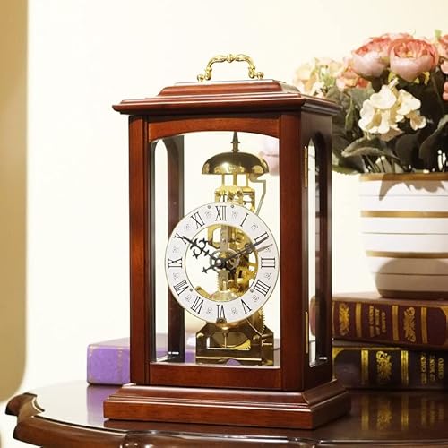 Weershun Mechanical Retro Table Clock Pendulum Maple Leaf Solid Wood Desk Clock Silent Metal Gold Desktop Clocks Living Room Gift Ideas #TOP5