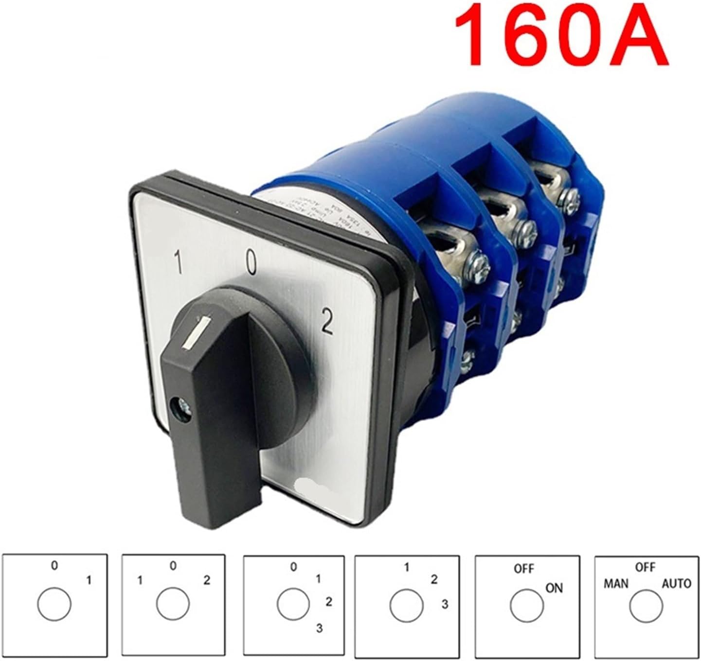 LW26-160A Cam Switch 2/3/4/5/6/7/8 Positions 160A Rotary Changeover 12 Terminals Screws Silver Contact LW28 YMW26-160/3(Customize)